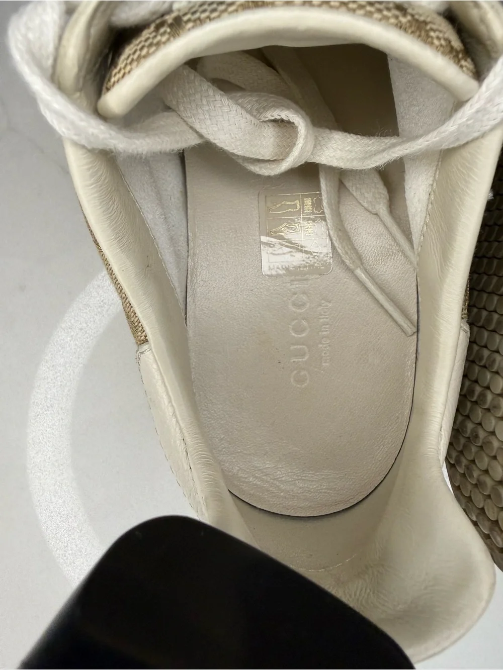 Authentic Gucci GG Monogram Canvas Leather Low Top Sneakers Size 36 US 6 w/ COA